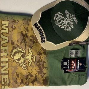 Marines Green and Tan Cap and Shirt Set